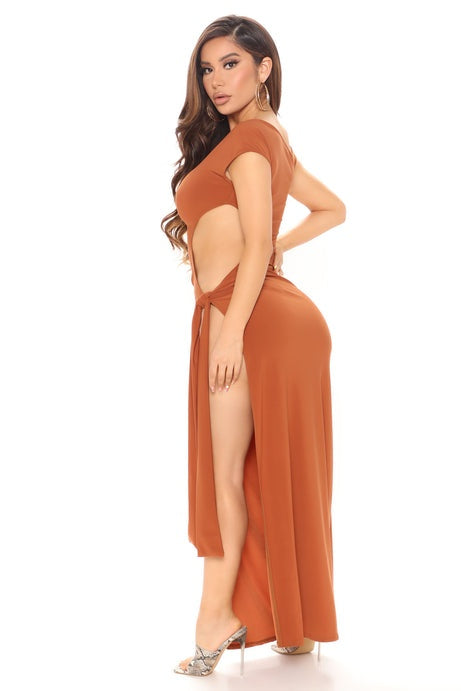 Eartha Asymmetrical Slit Cutout Maxi Dress