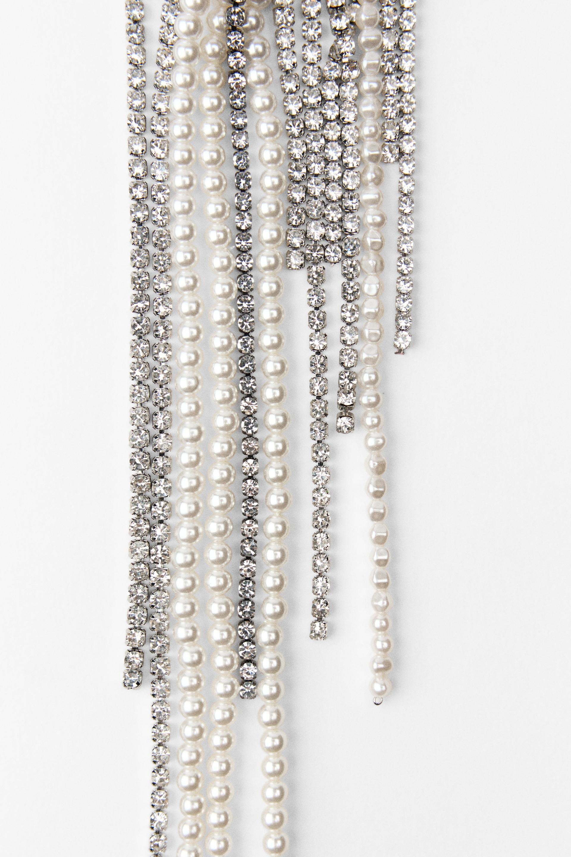 Pearl Rhinestone Multi Strand Necklace