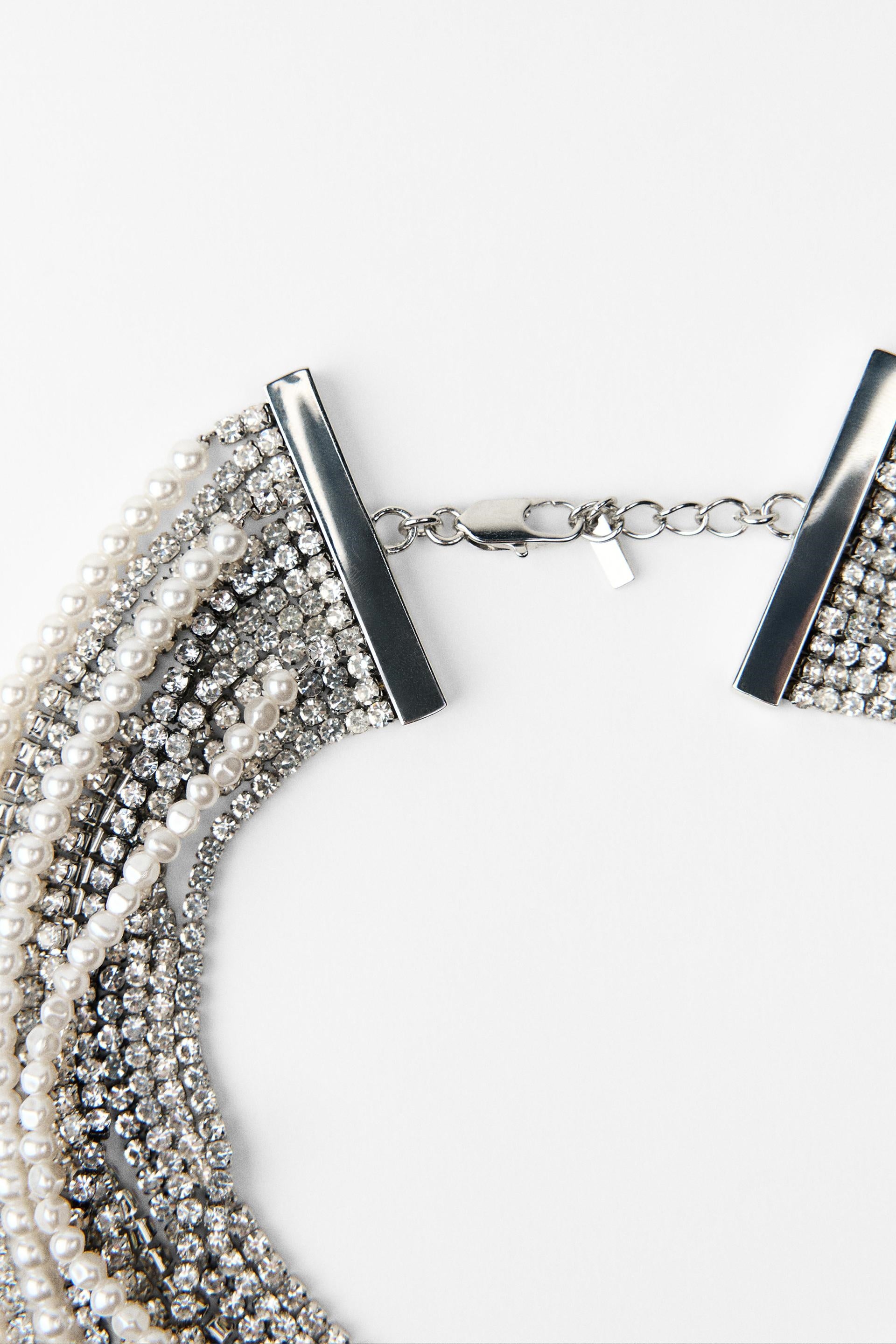 Pearl Rhinestone Multi Strand Necklace