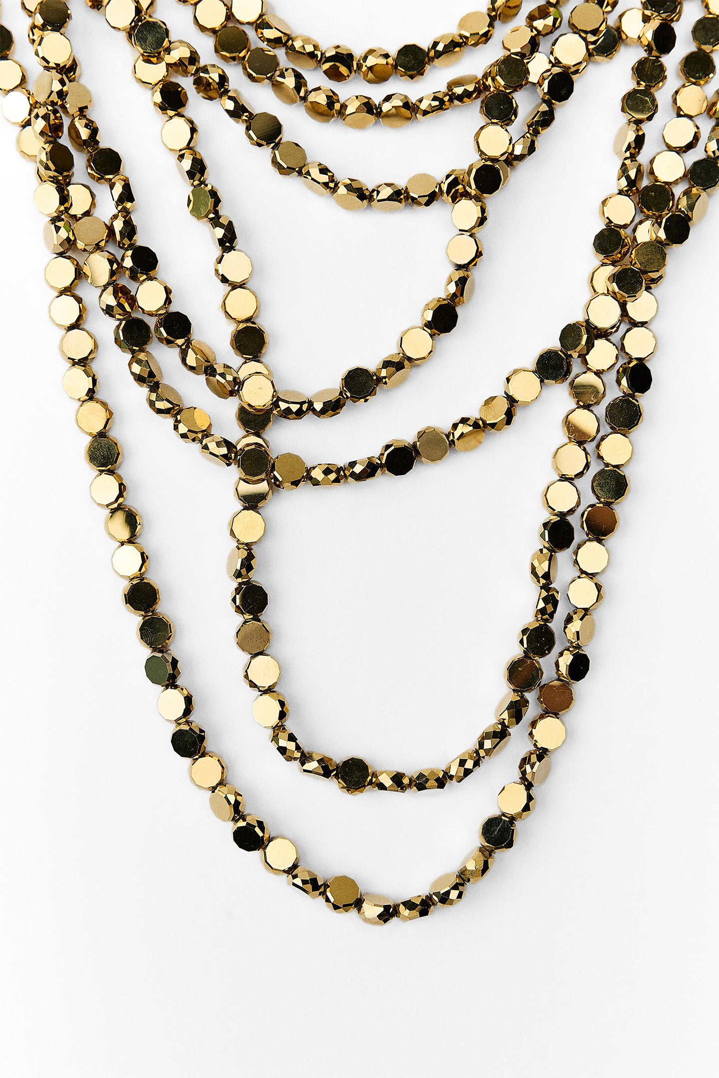 Multi-Strand Metal Bead Necklace