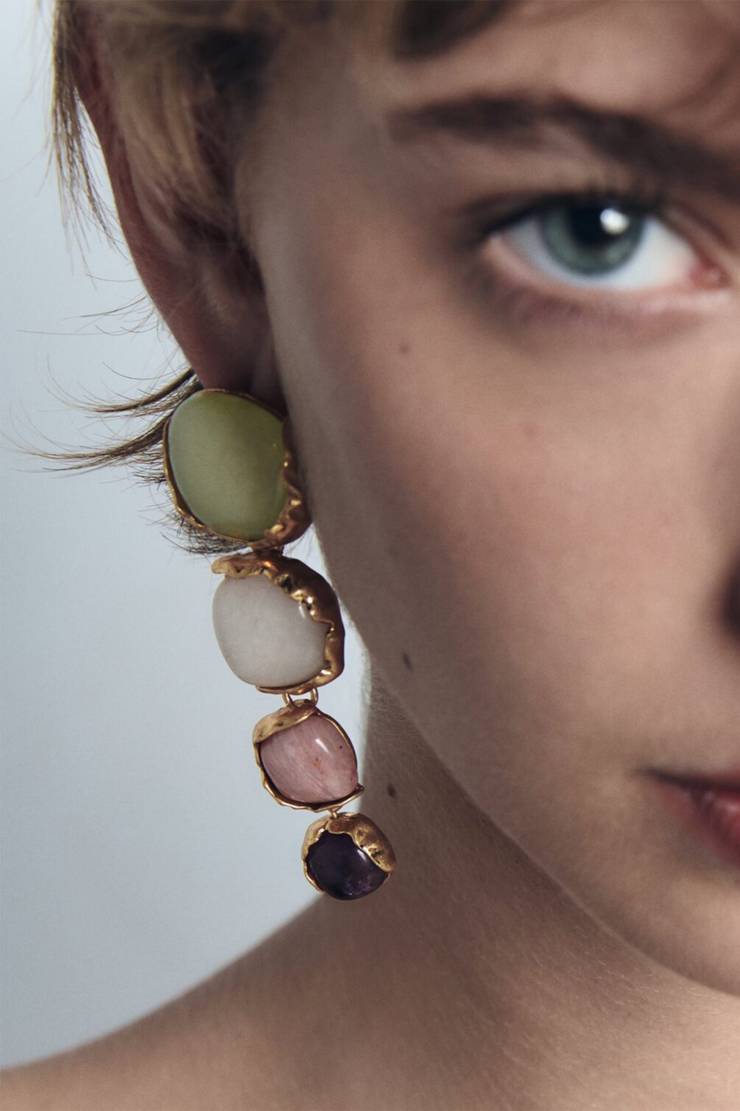 Irregular Gemstone Drop Earrings