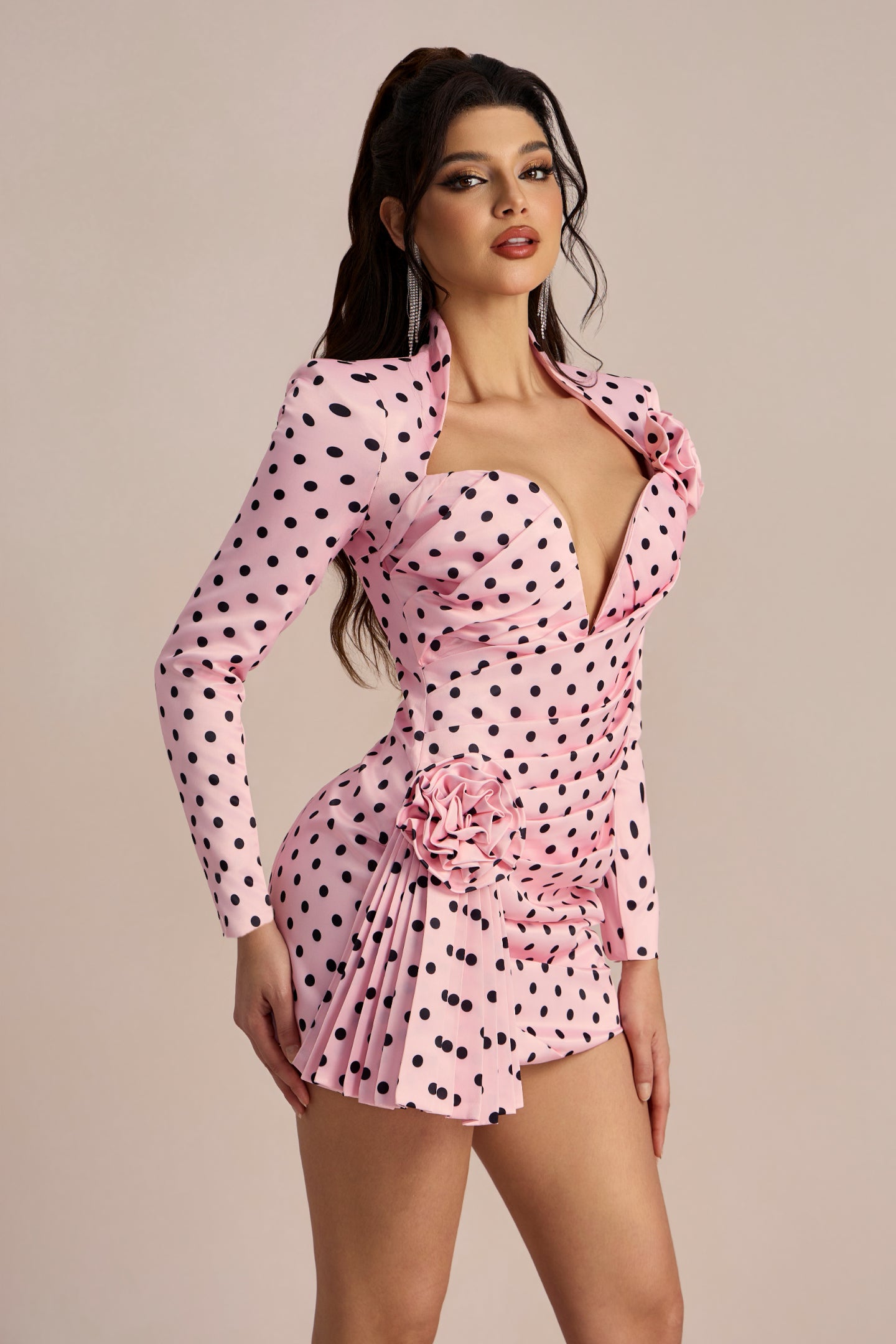Kristin Polka Dots Sweetheart Mini Dress