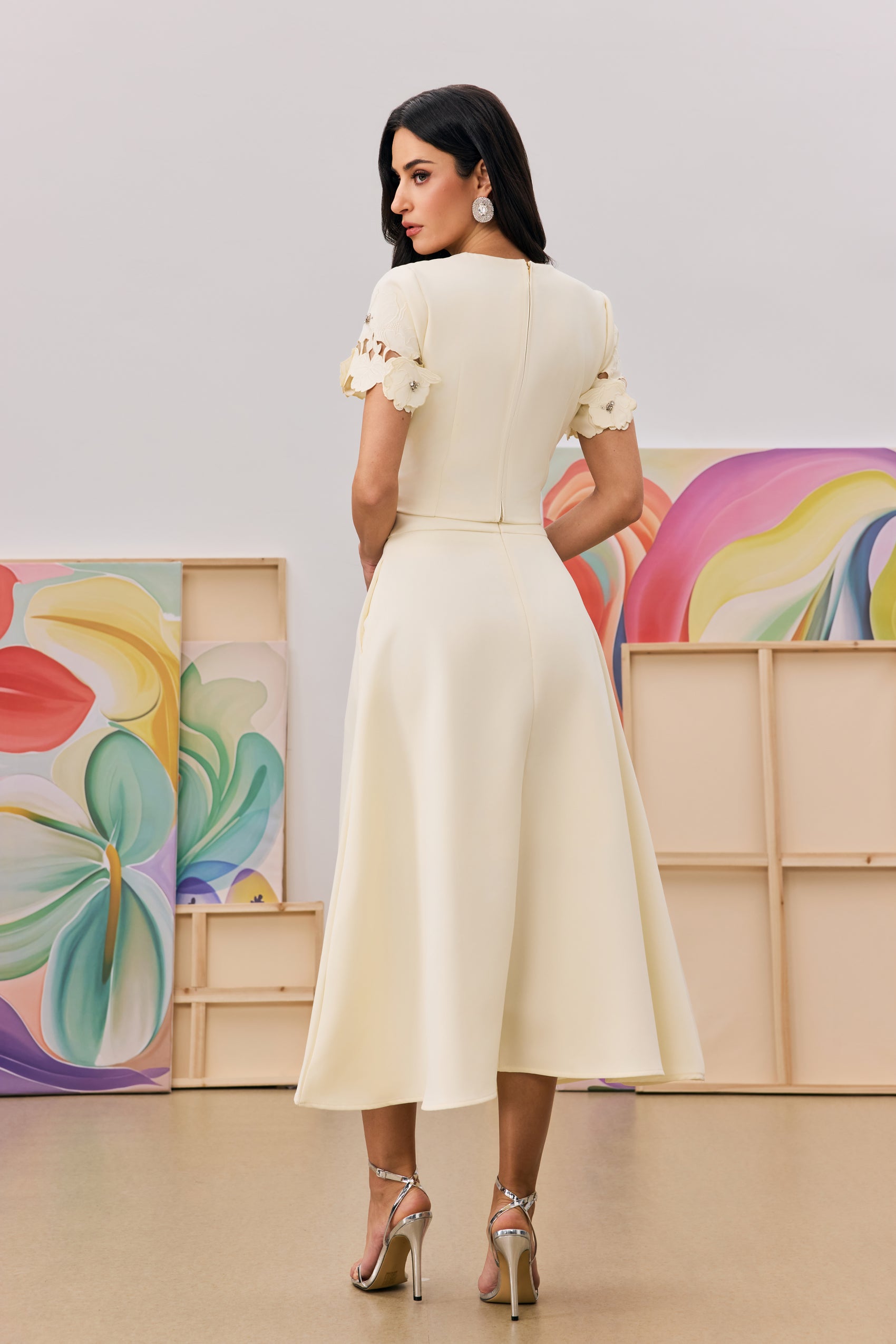 Elsie Floral Applique Top & Skirt Set