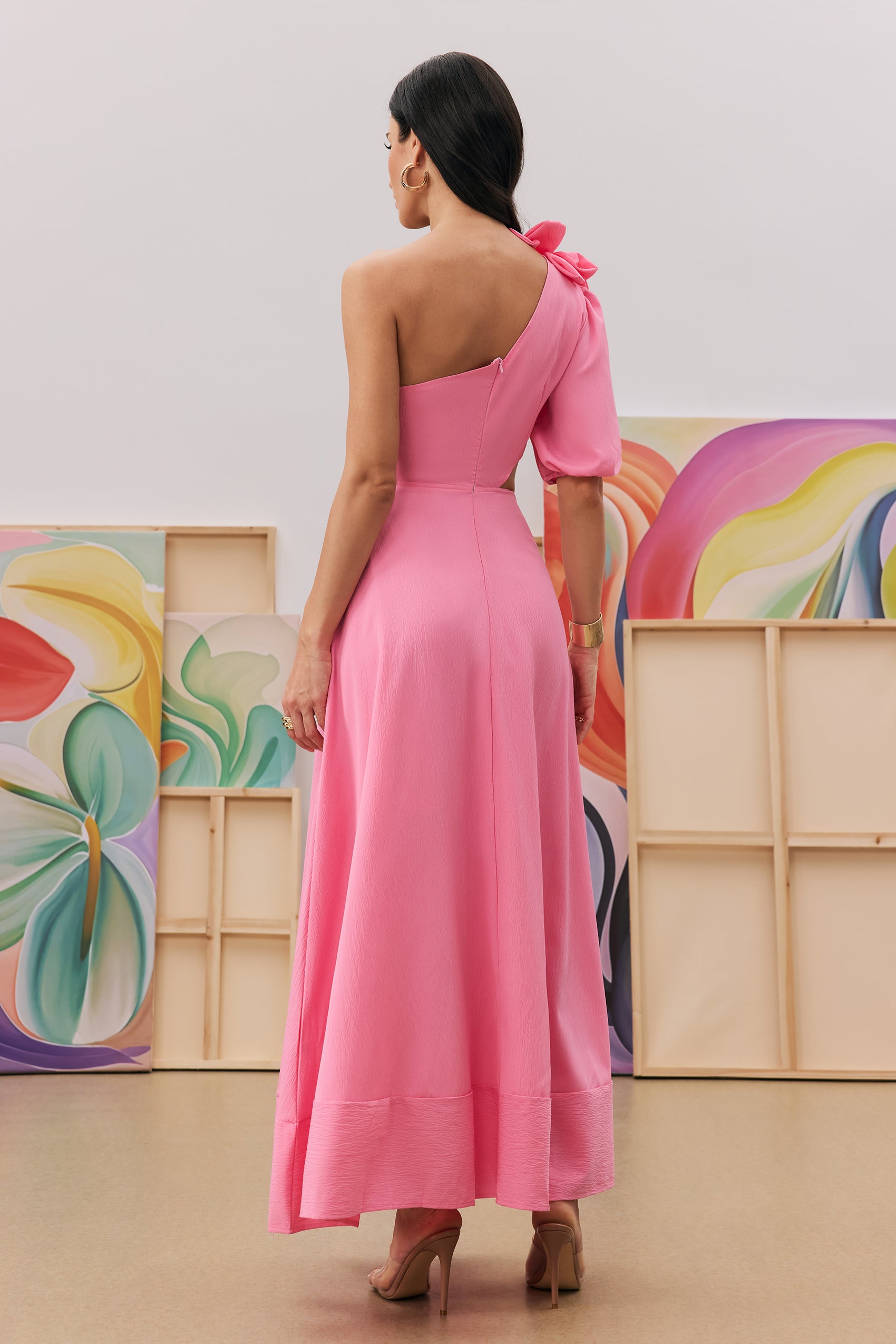 Lea Flower Cut-out Midi Dress