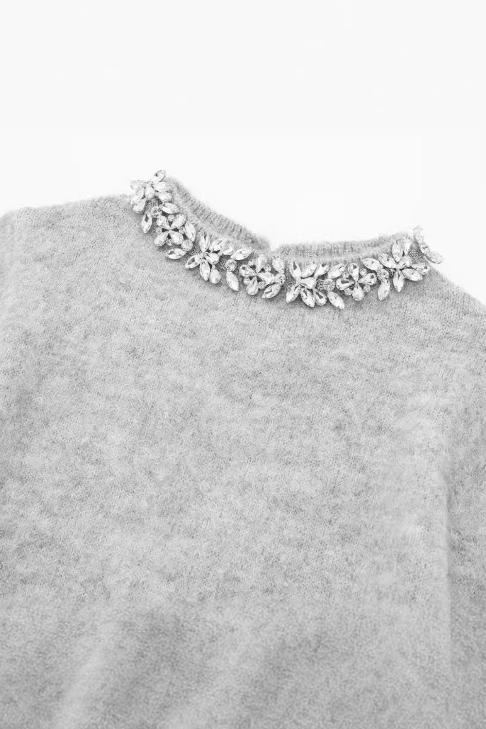 Round Neck Crystal Embellished Knit Jumper