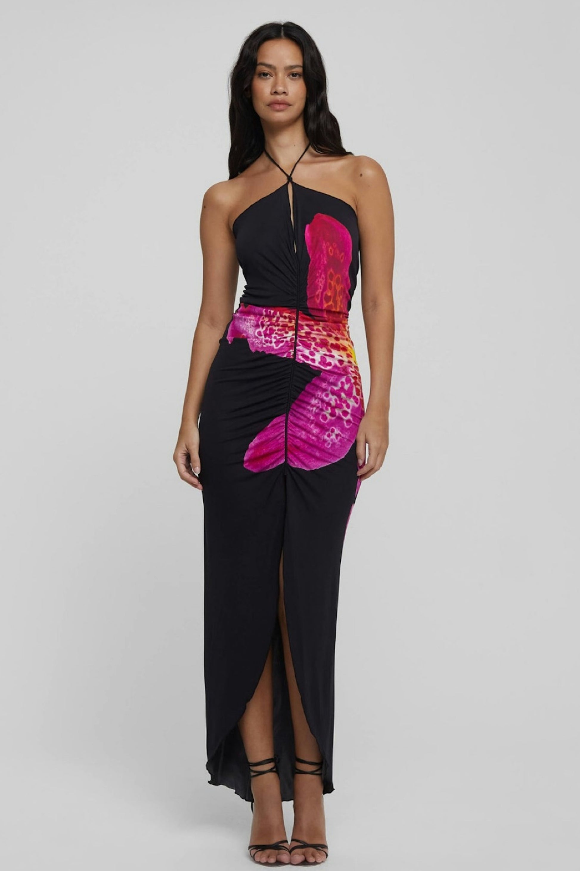 Melissa Floral Print Deep V-Neck Maxi Dress
