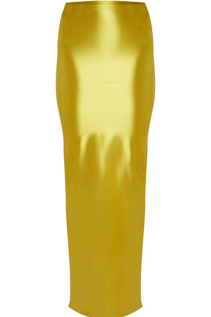Odelia Side Slit Satin Maxi Skirt