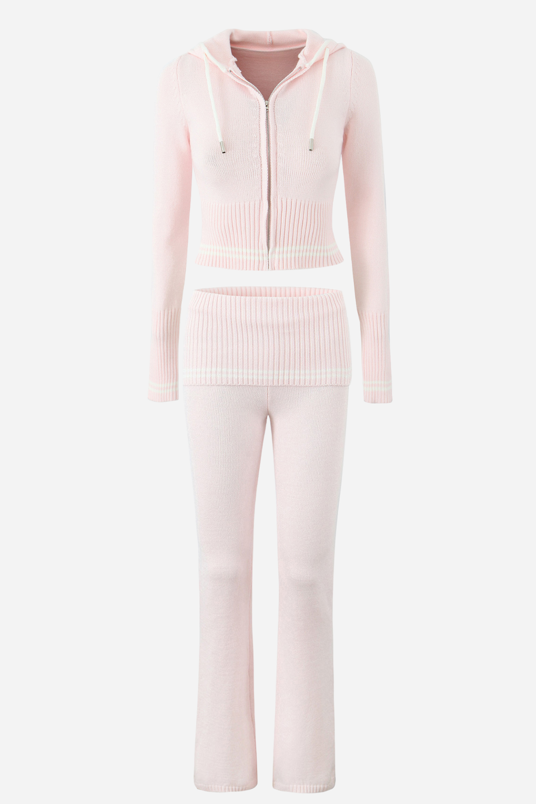 Striped Knitted Hoodie Set