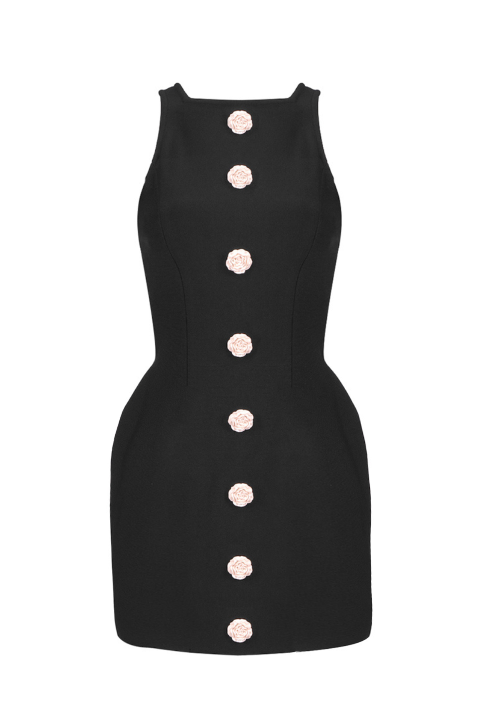 Marcia Sleeveless Flower Buttons Mini Dress