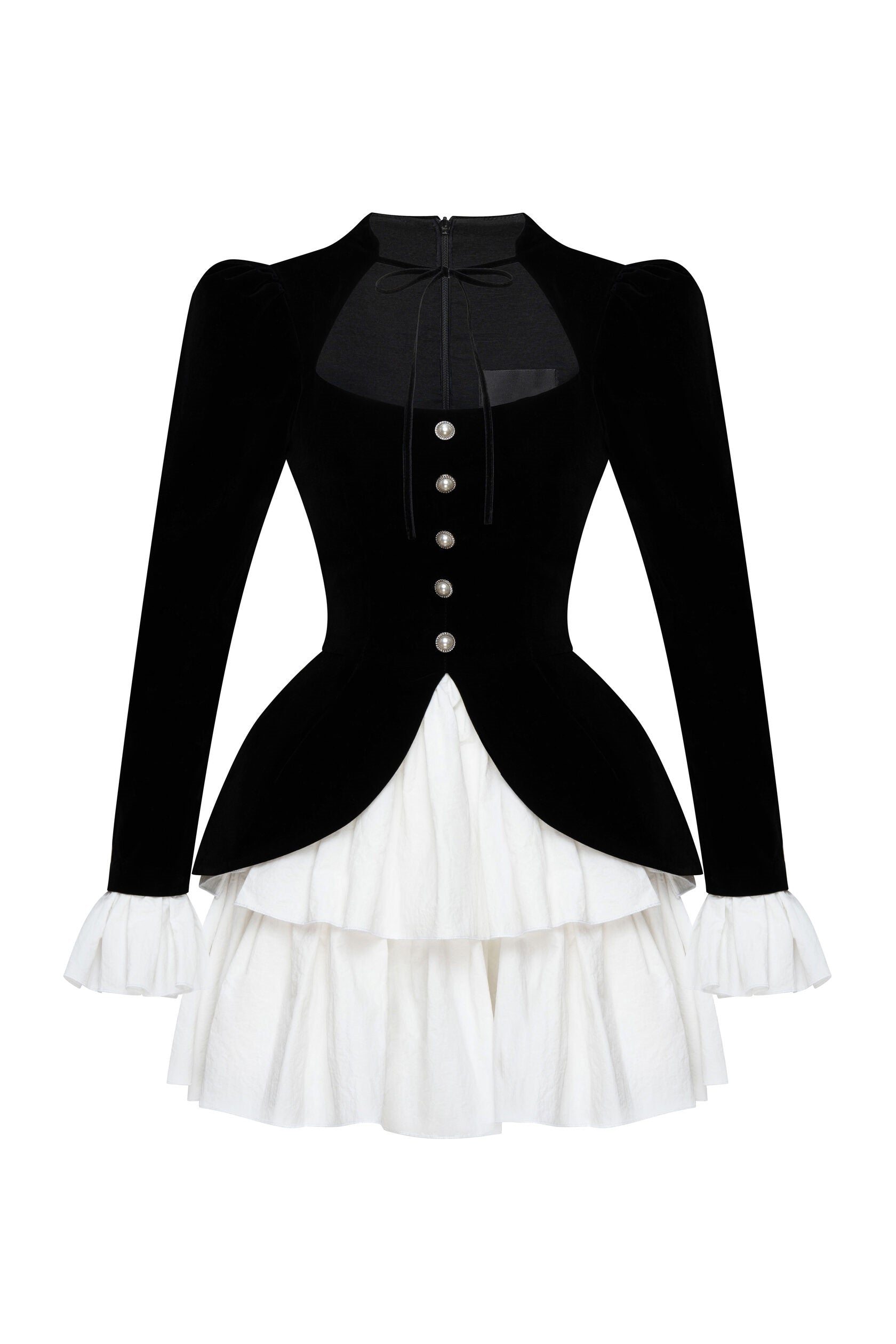 Eveline Velvet Square Neck Tiered Mini Dress