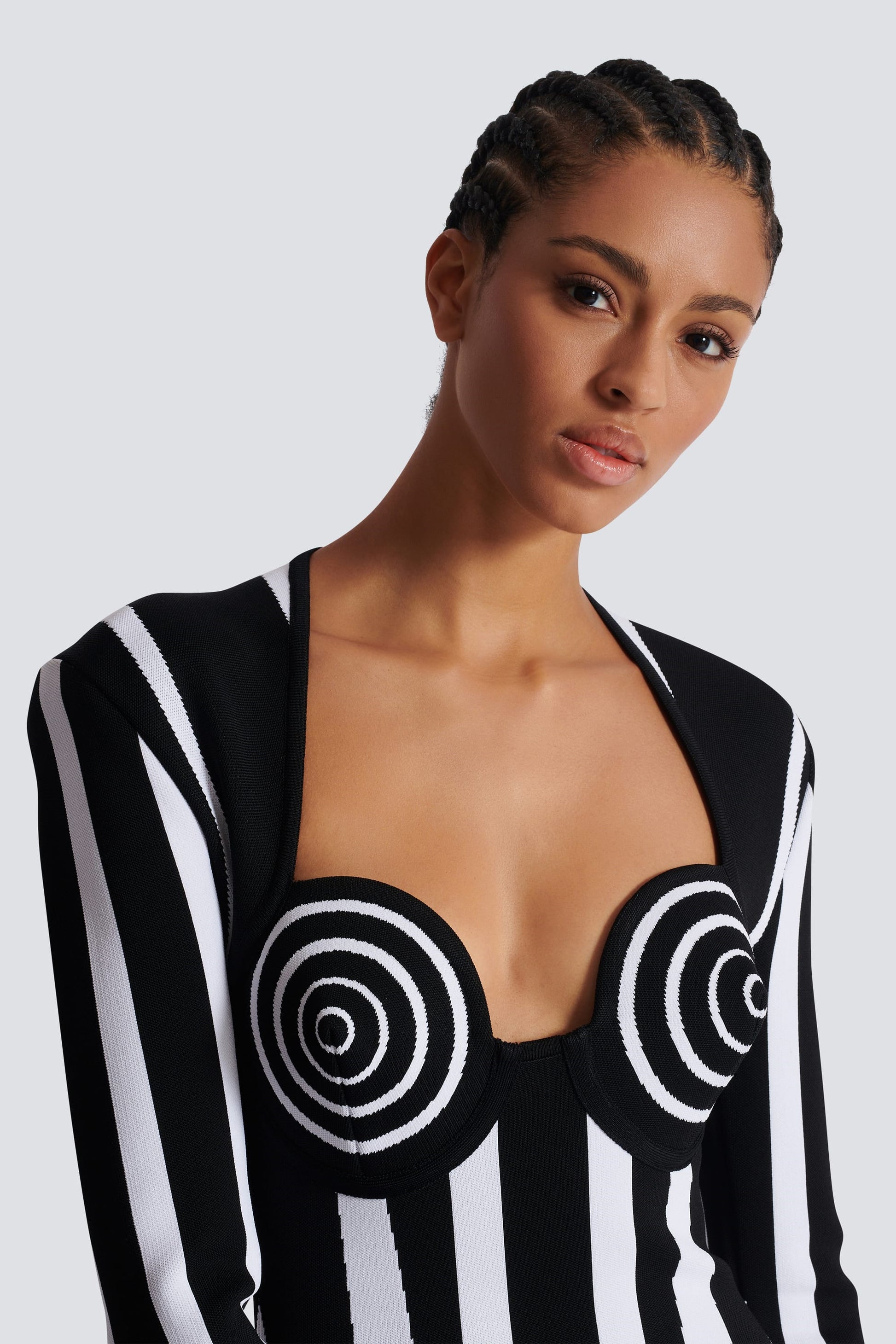 Doris Sweetheart Striped Knit Mini Dress