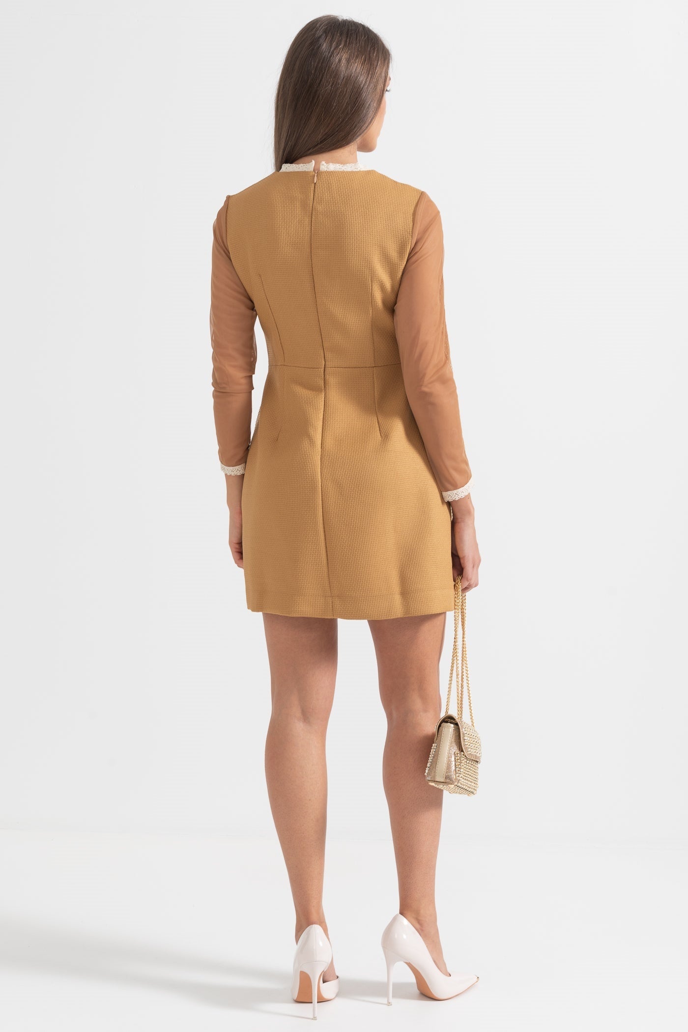Virginia Embroidery Lace Long Sleeve Mini Dress