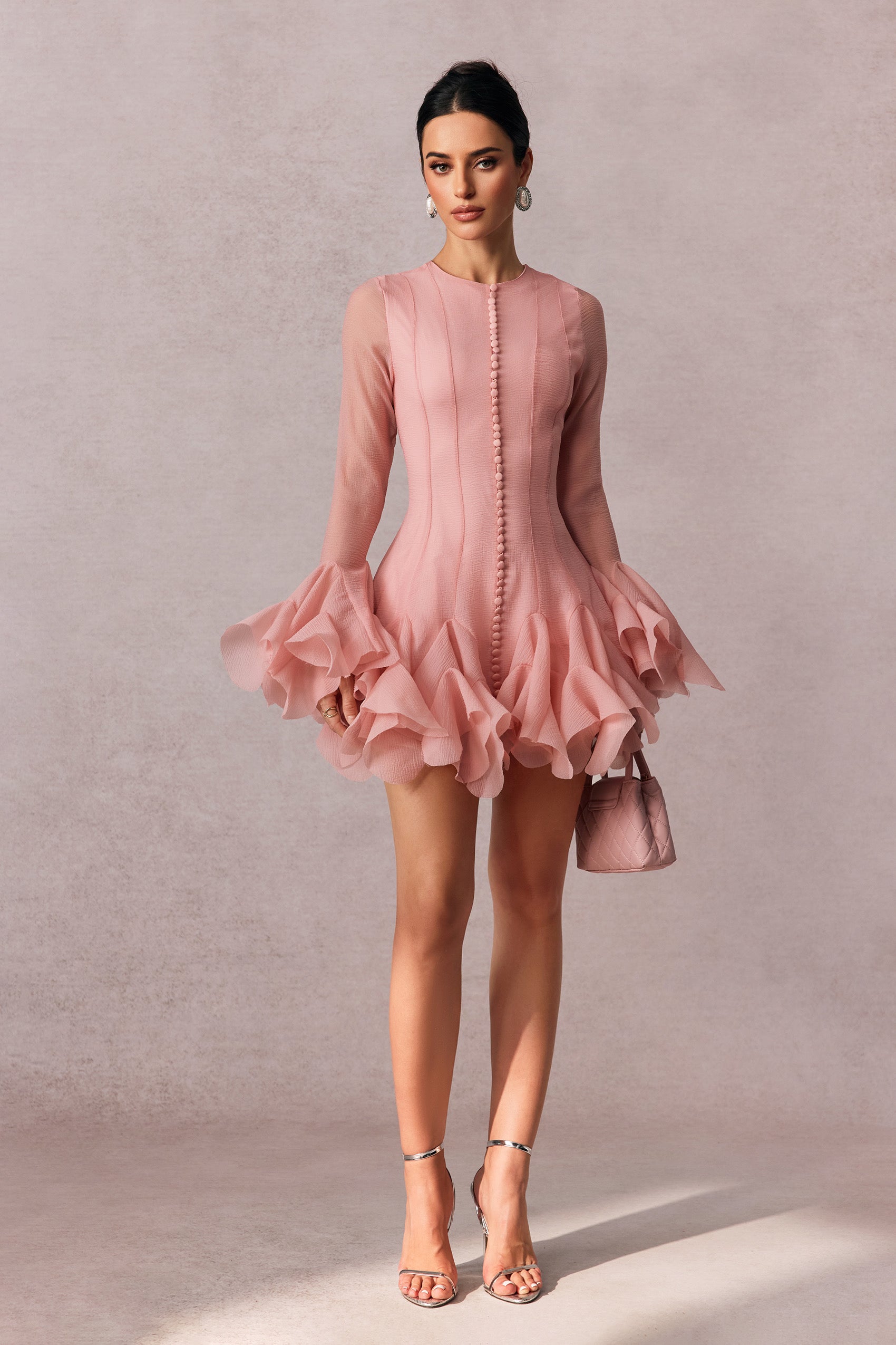 Leila Semi-sheer Flare Mini Dress