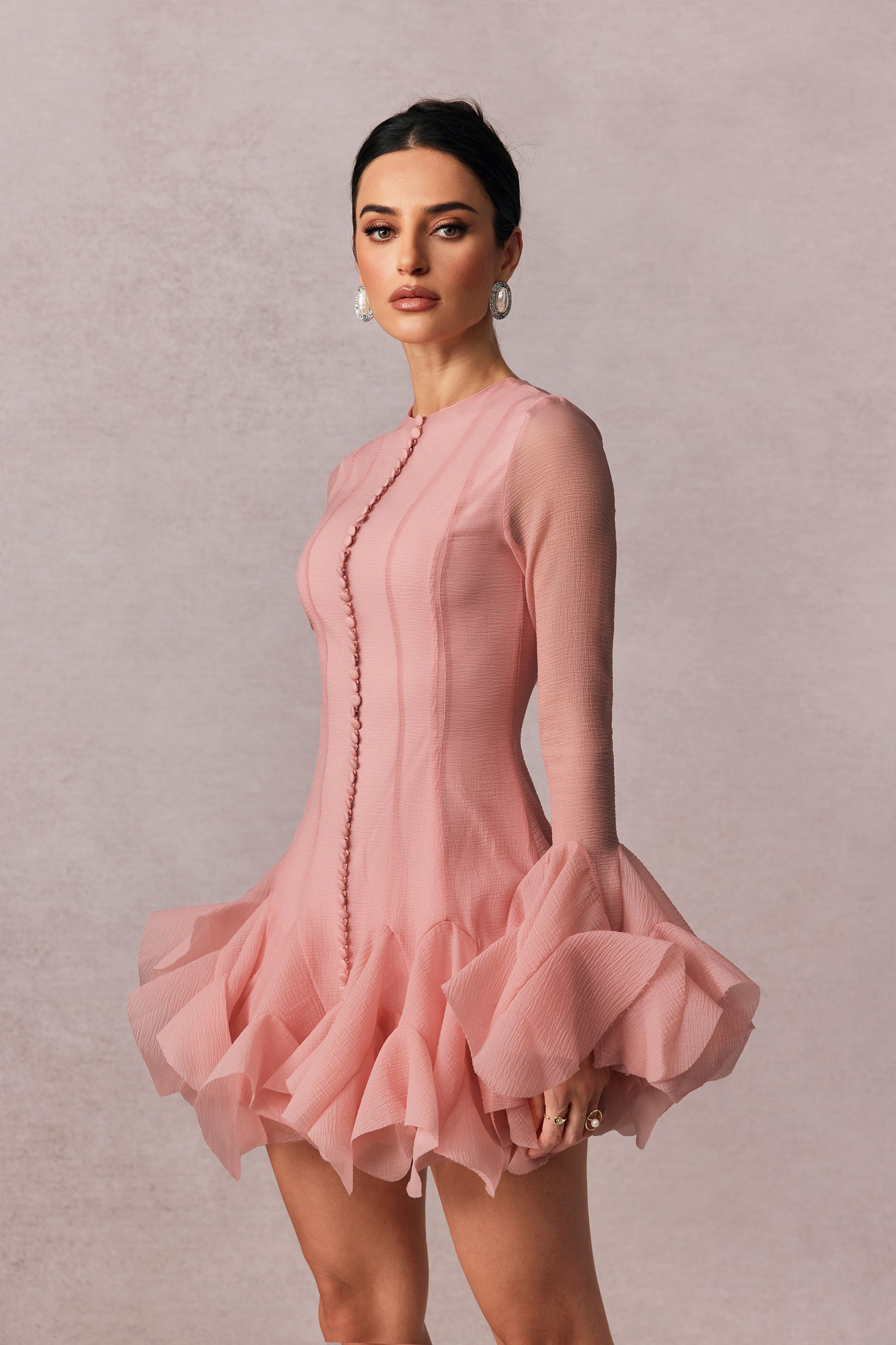 Leila Semi-sheer Flare Mini Dress