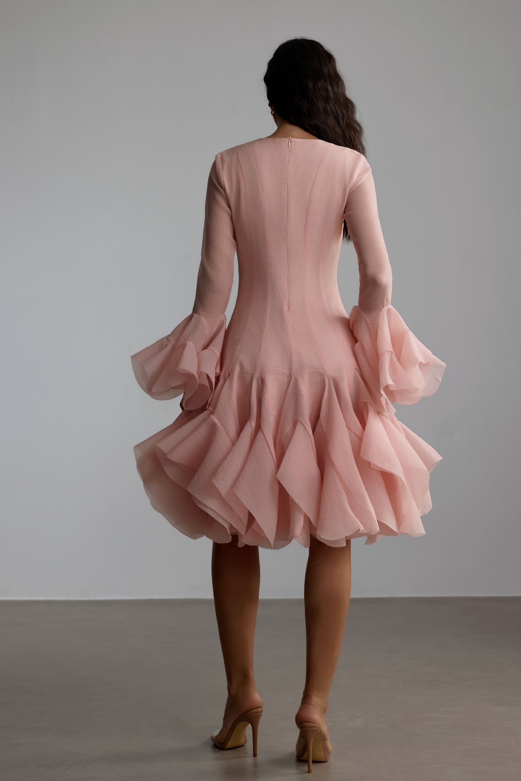 Gloria Long Sleeve Flared Hem Midi Dress