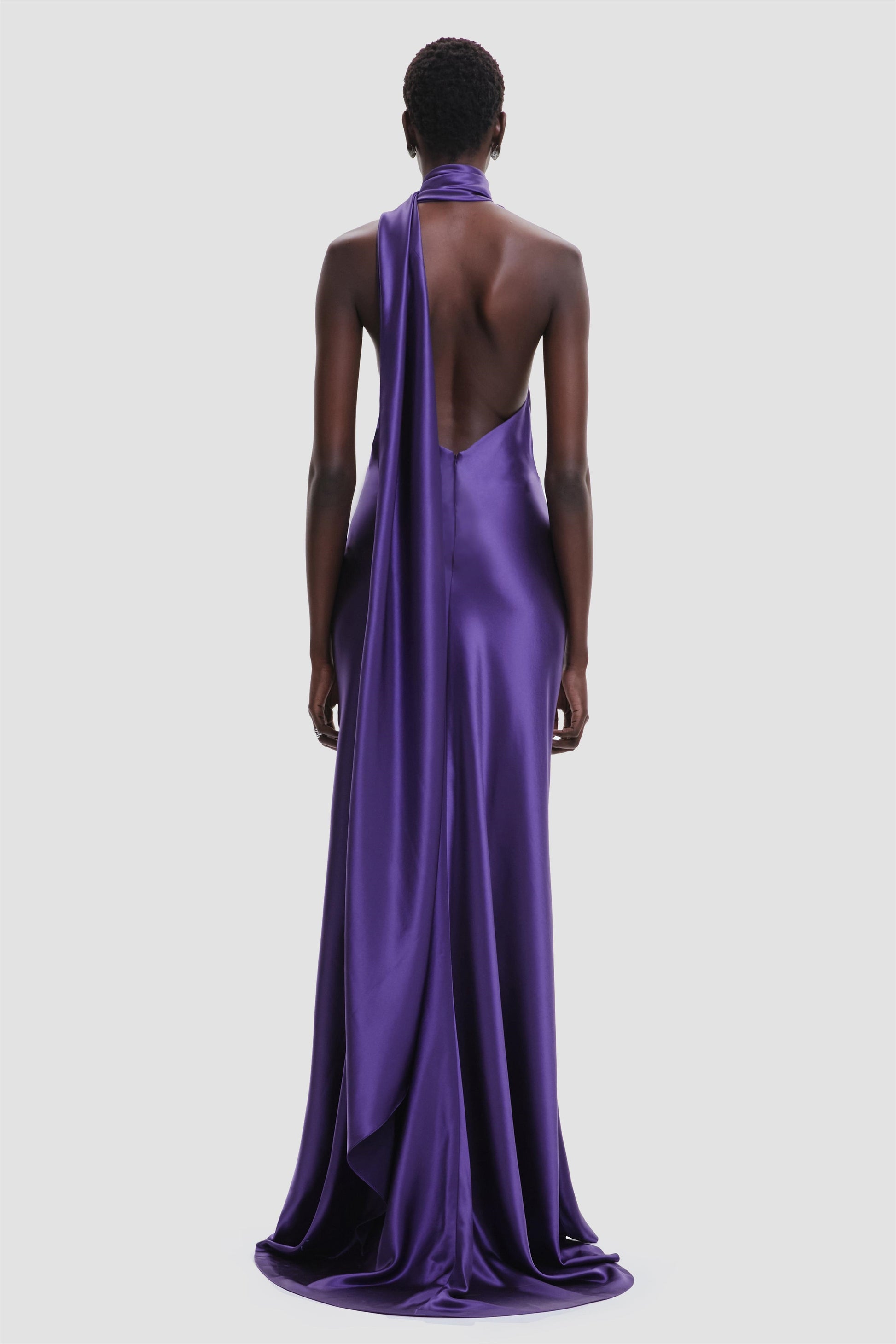 Verna Halter Floral Maxi Satin Dress
