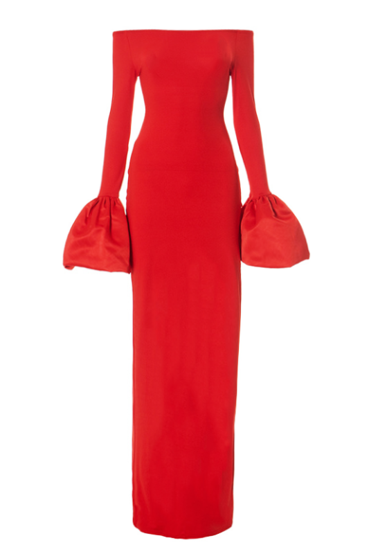 Virginia Off Shoulder Oversized Cuffs Maxi Dress