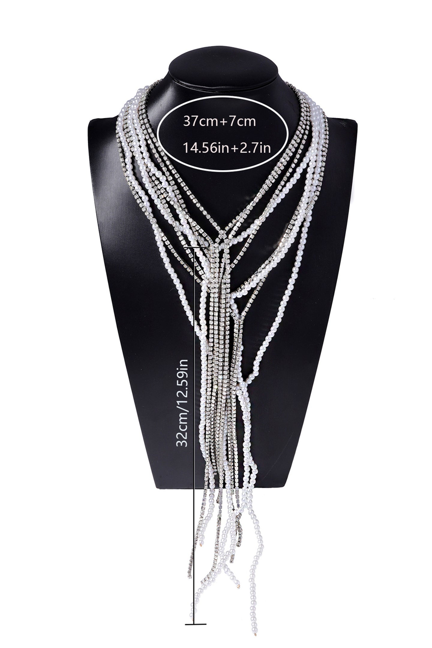 Pearl Rhinestone Multi Strand Necklace