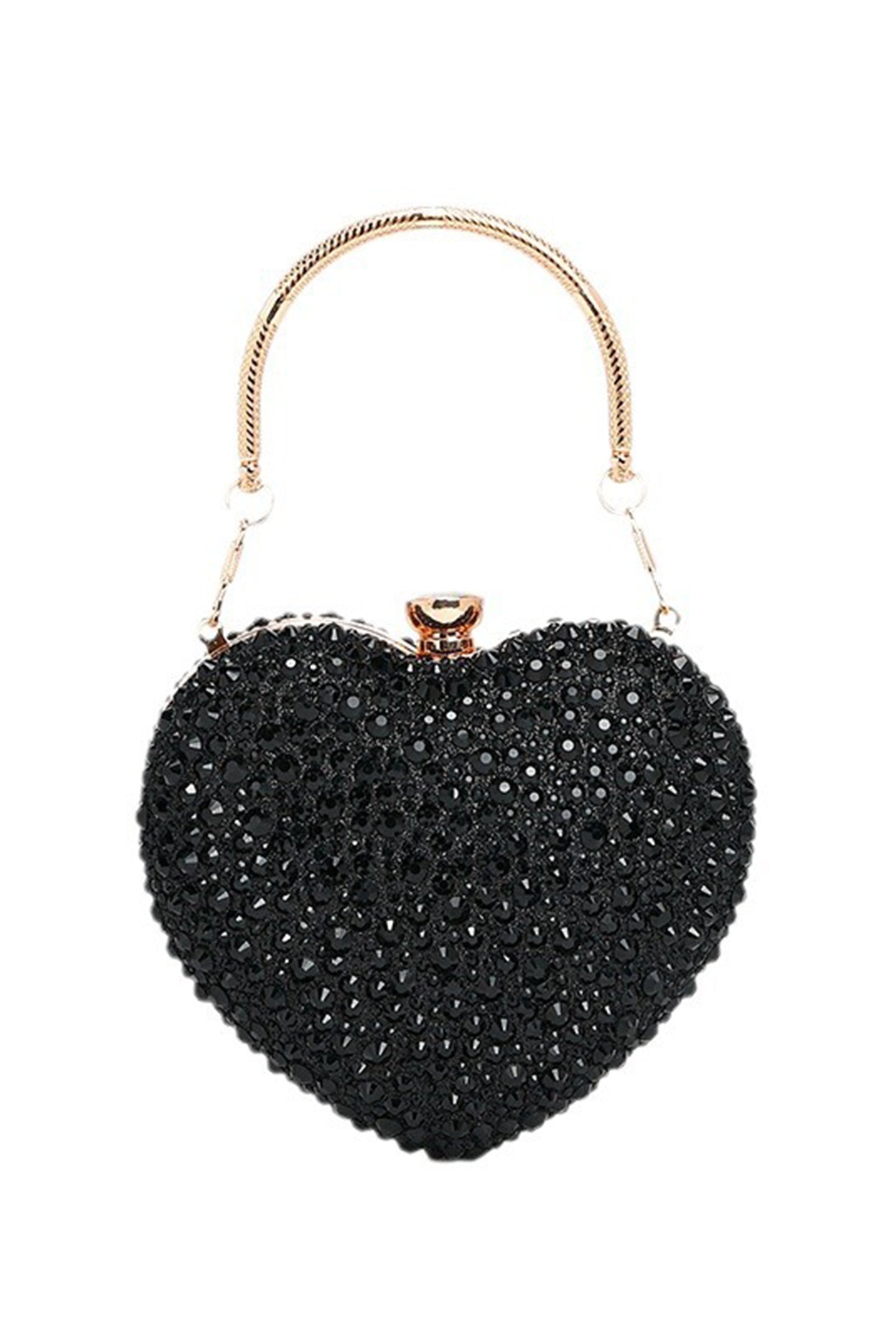 Heart Shaped Rhinestone Clutch Purse