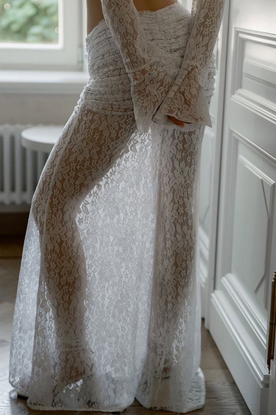 Beverly See-Through Lace Top & Skirt Set