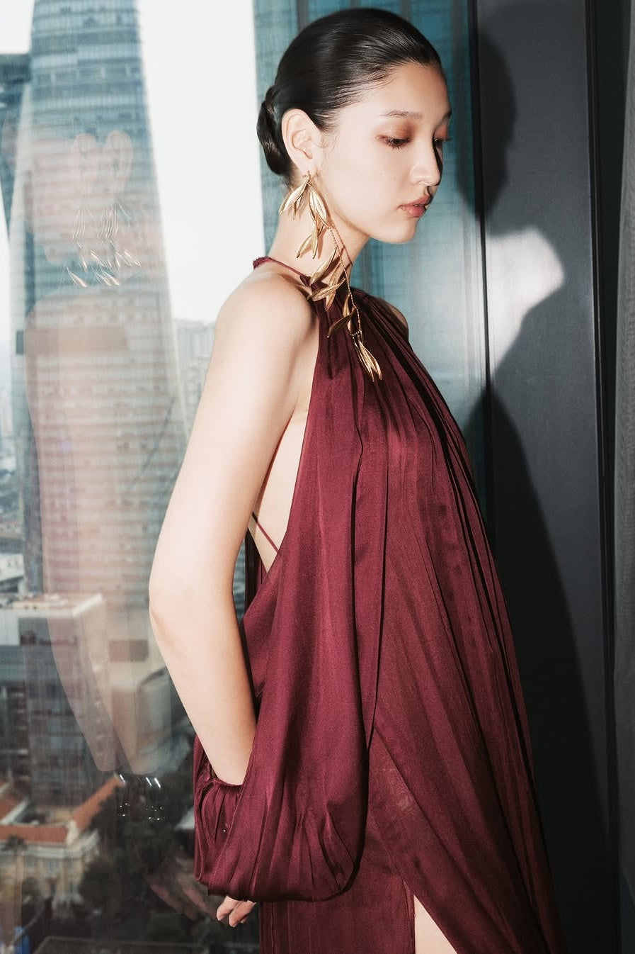 Angela Halter Neck Backless Maxi Dress