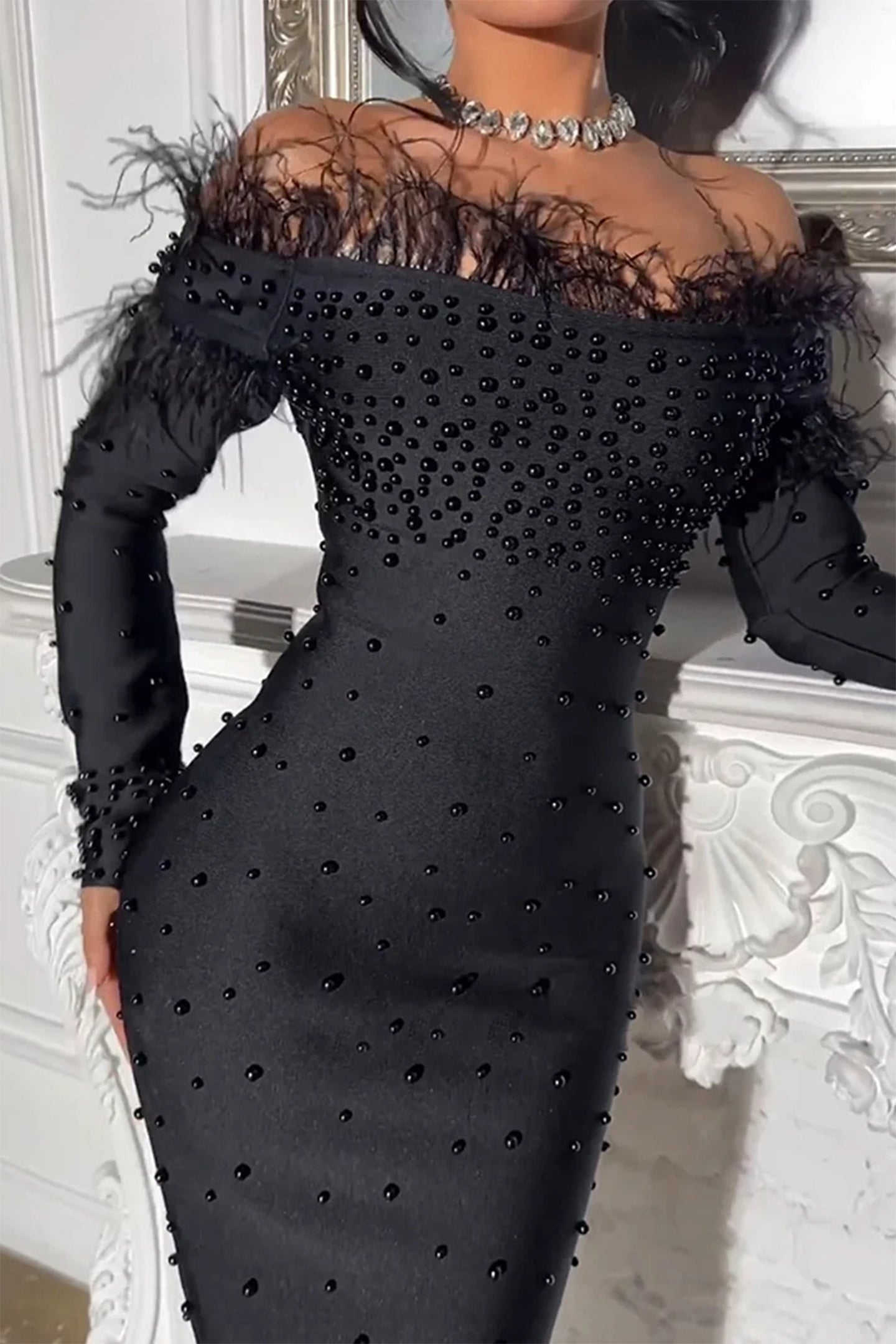 Beverly Off Shoulder Embellished Maxi Dress