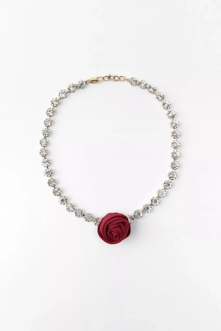Two-Pack Rose Rhinestones Necklace Set
