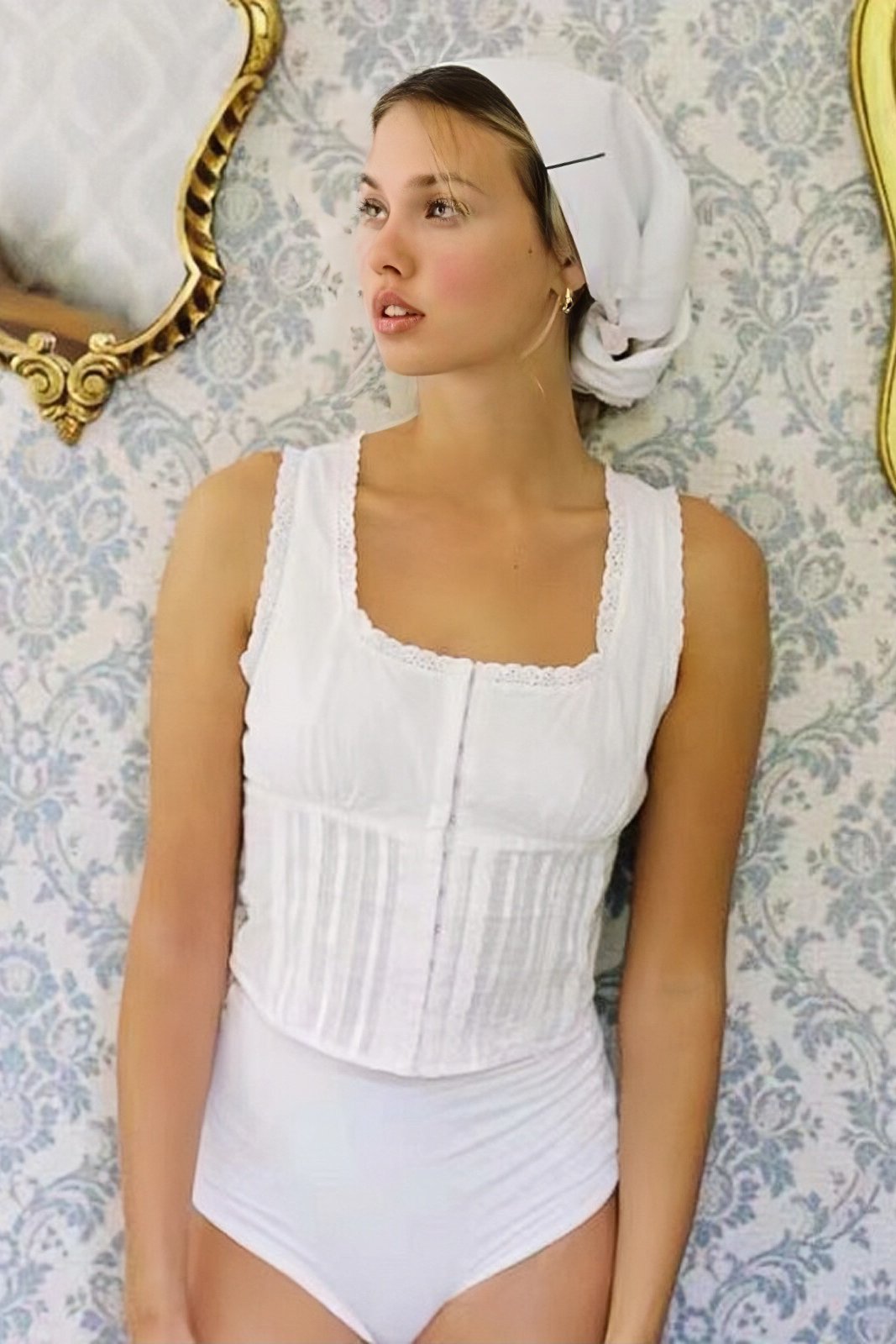 Cora Pleated Lace-up Cotton Tank Top