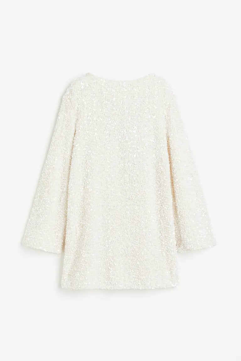 Coral Sequins Tie-back Mini Dress