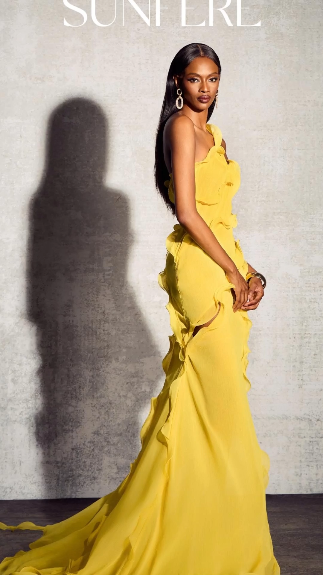 Gloria One Shoulder Ruffle Maxi Chiffon Dress