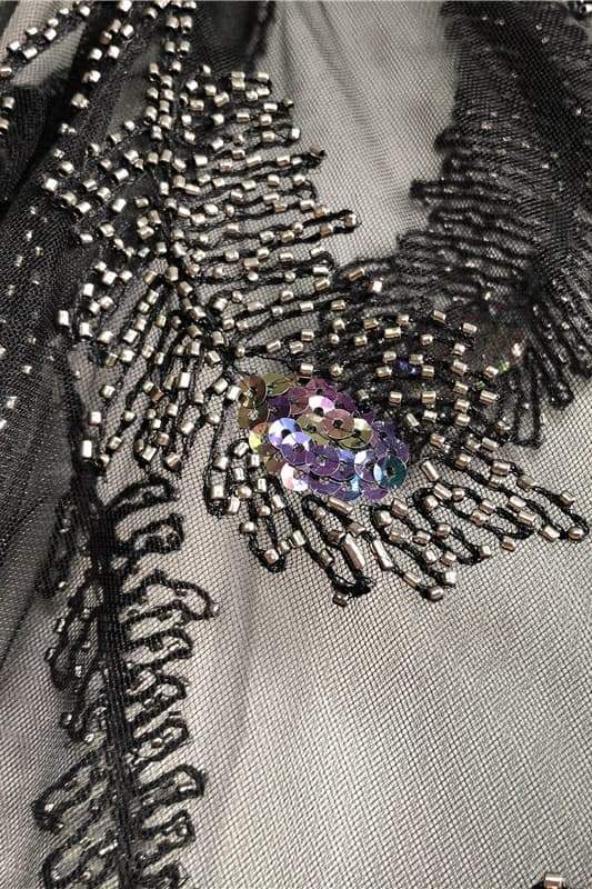 Denise Feather Beading Mesh Blouse