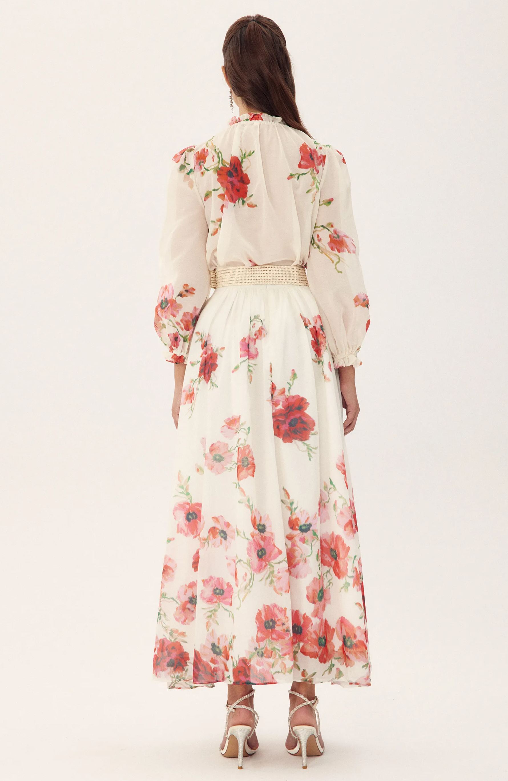 Anne Floral Printed Belted Maxi Skirt Set