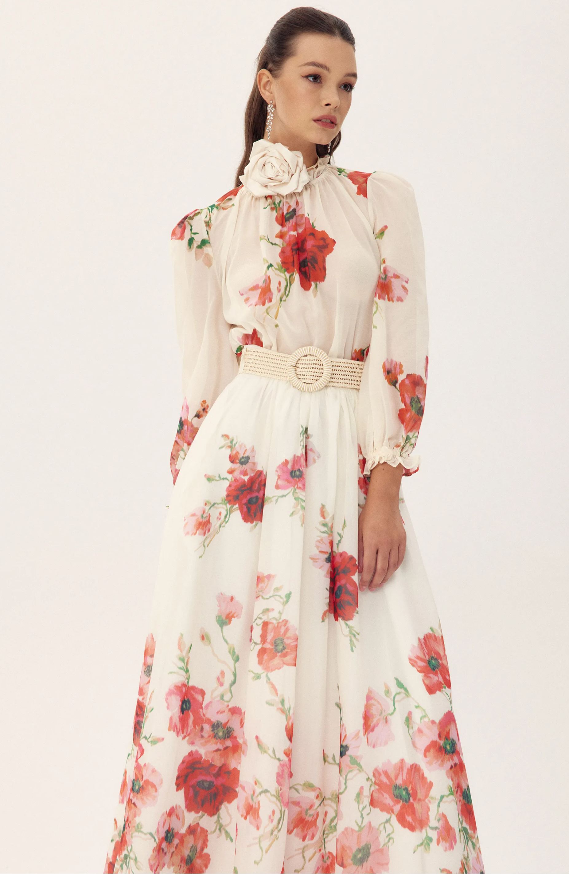 Anne Floral Printed Belted Maxi Skirt Set