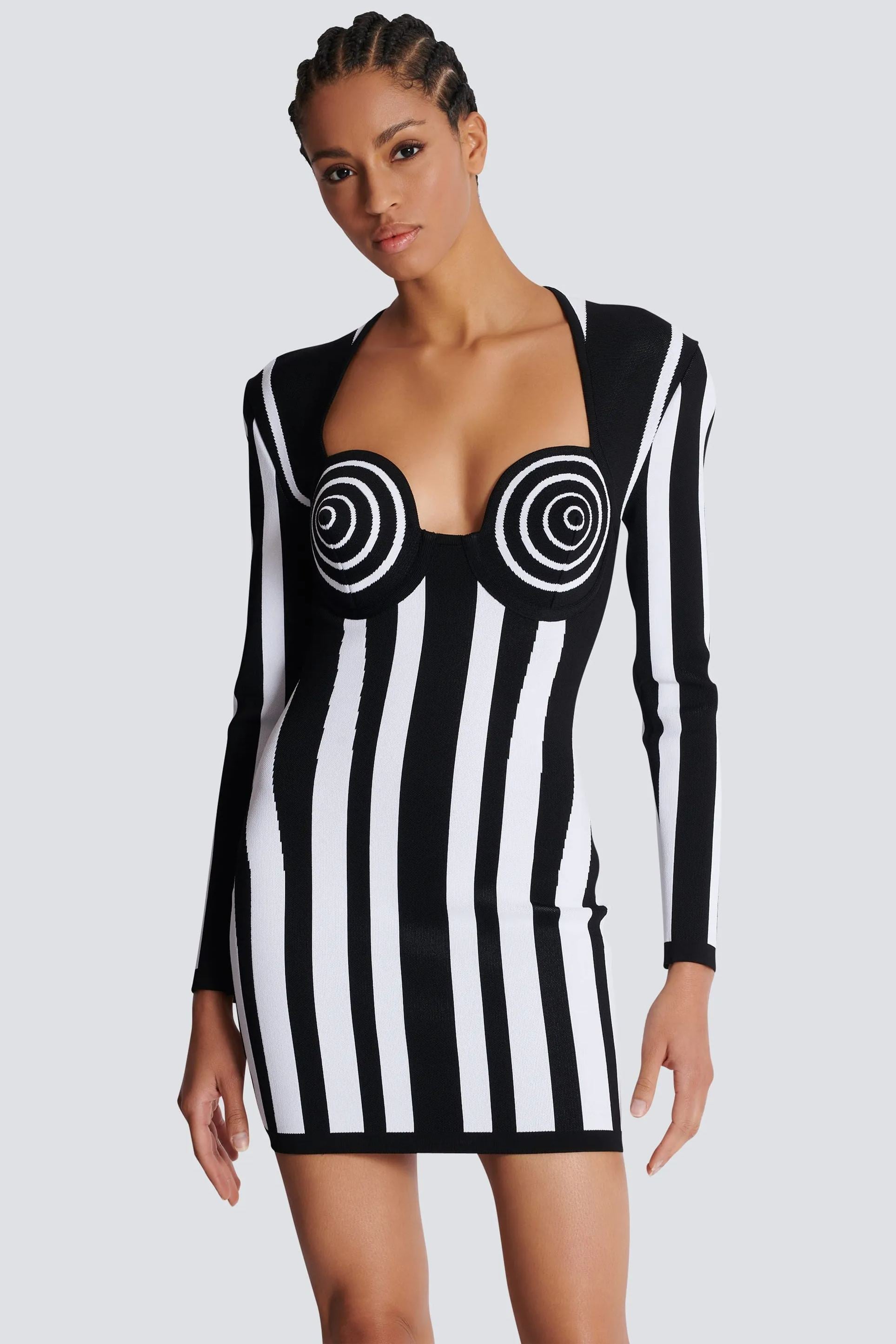 Doris Sweetheart Striped Knit Mini Dress