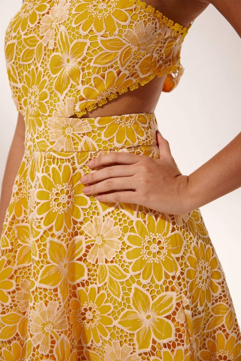 Jessica Embroidered Lace Halterneck Midi Dress