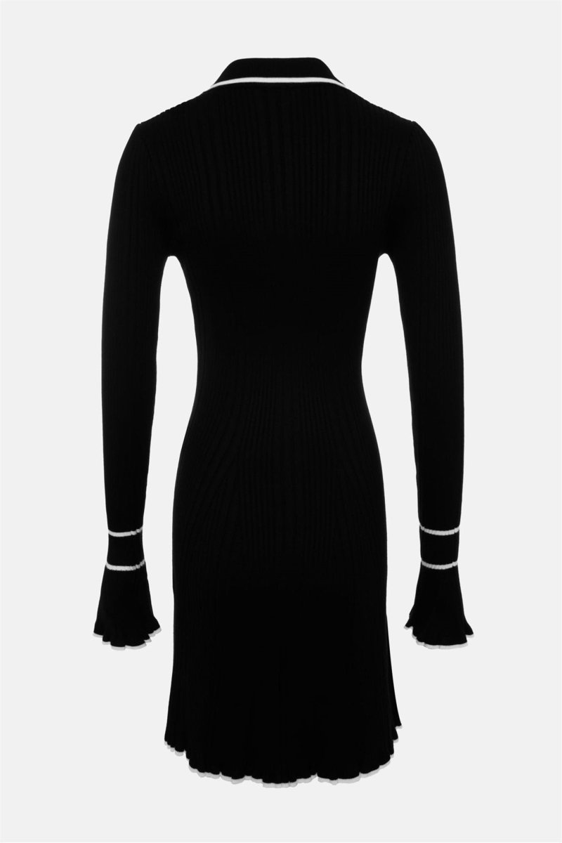 Louise Contrast Ruffle Knit Mini Dress