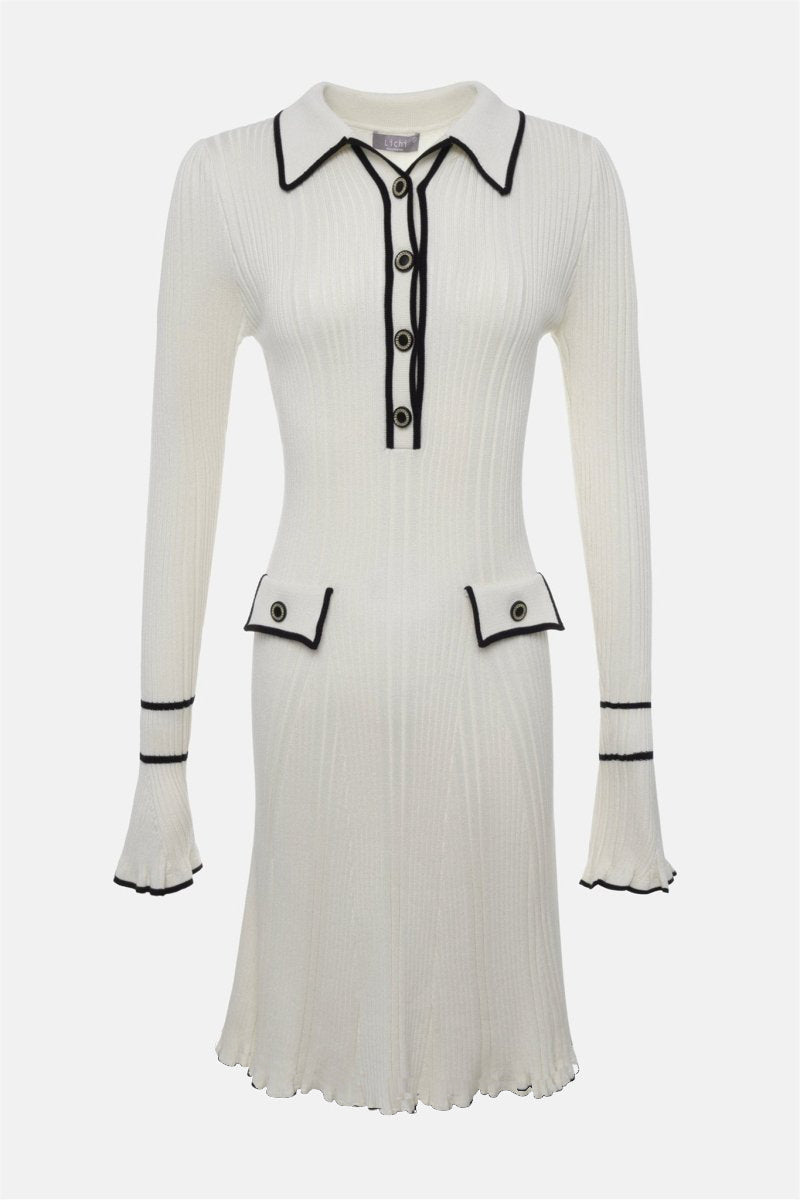 Louise Contrast Ruffle Knit Mini Dress