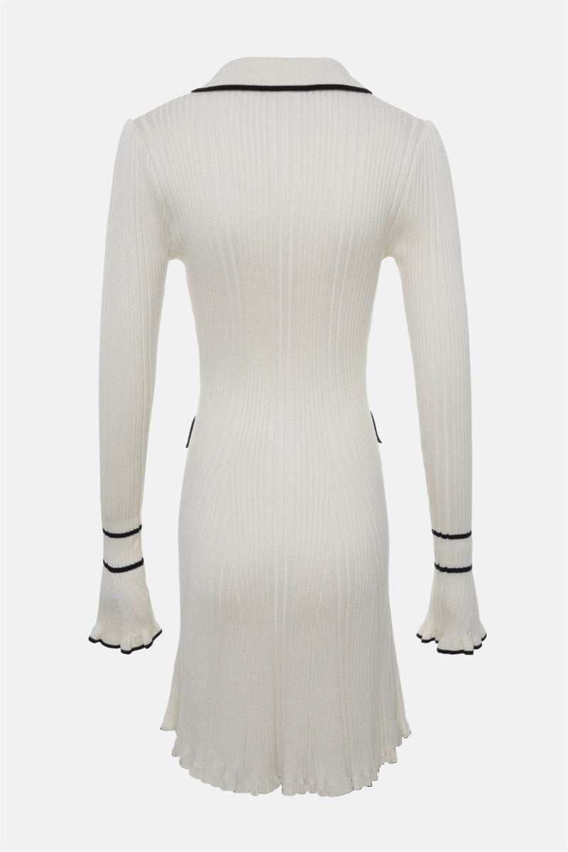 Louise Contrast Ruffle Knit Mini Dress