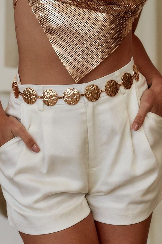 Metal Round Decor Waist Chain Belt