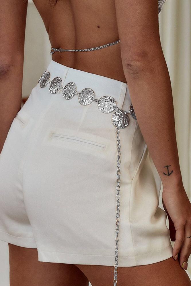 Metal Round Decor Waist Chain Belt