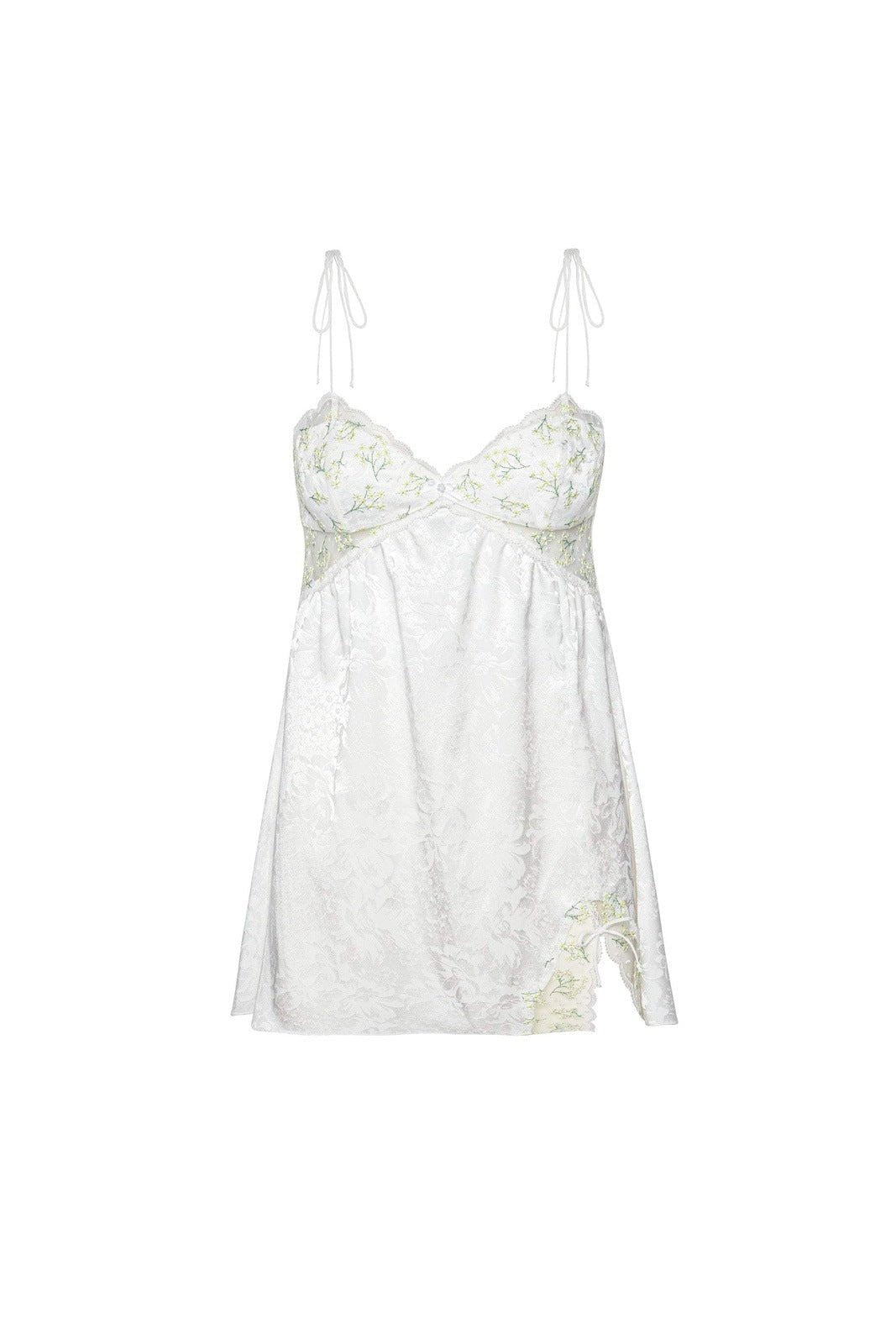 Muriel Lace Cut-out Satin Lounge Dress