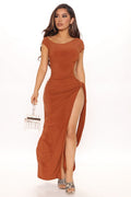 Eartha Asymmetrical Slit Cutout Maxi Dress