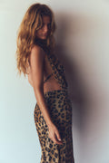 Marina Leopard Print Halter Maxi Dress