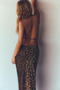 Marina Leopard Print Halter Maxi Dress