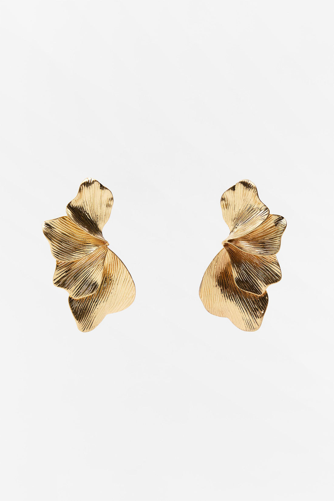 Textured Metal Leaf Drop Earrings
