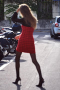 Janice Balloon Sleeve Spliced Mini Dress