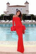 Virginia Off Shoulder Oversized Cuffs Maxi Dress