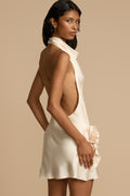 Alexia Cowl Neck Backless Satin Mini Dress