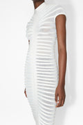 Erica Pleated Stripe Midi Knit Dress