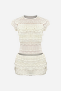 Layered Ruffle Lace Knit Set